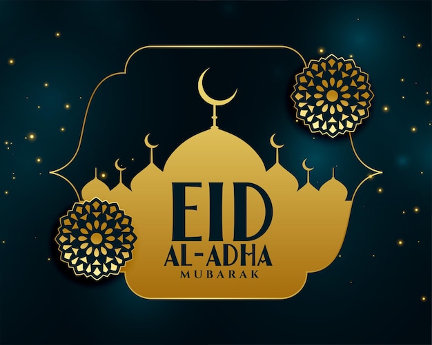 Golden eid al adha decorative islamic greeting