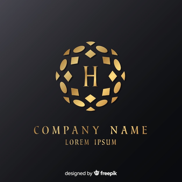 Free Vector golden elegant logo template with ornaments