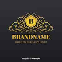 Free vector golden elegant logo template with ornaments