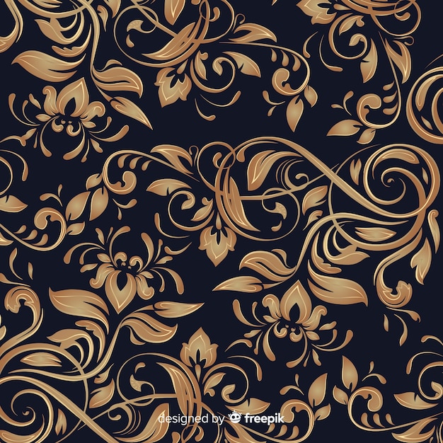 Golden elegant ornamental floral background