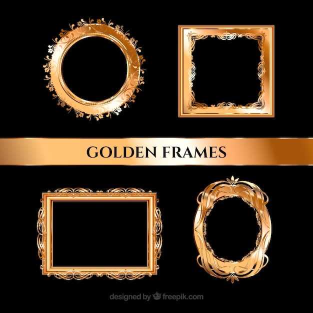 Free vector golden elegant realistic frames