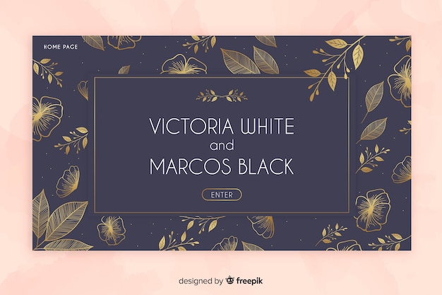 Free vector golden elegant wedding landing page template