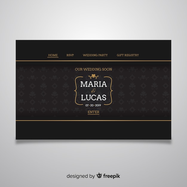 Free Vector golden elegant wedding landing page template