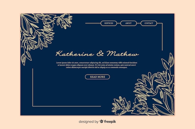 Golden elegant wedding landing page