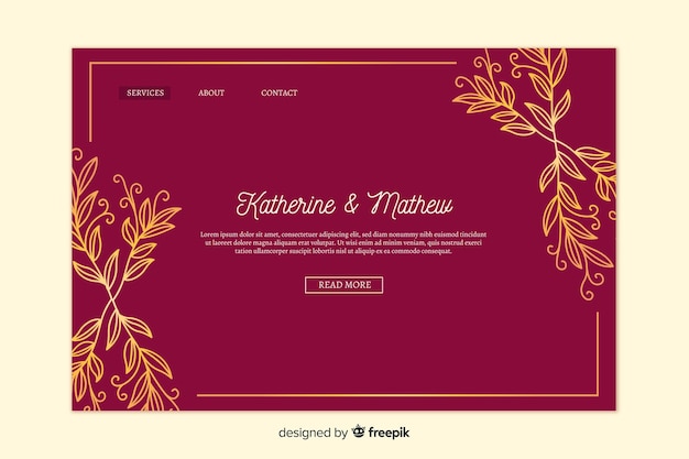 Golden elegant wedding landing page