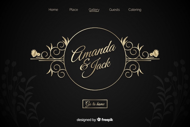 Golden elegant wedding landing page