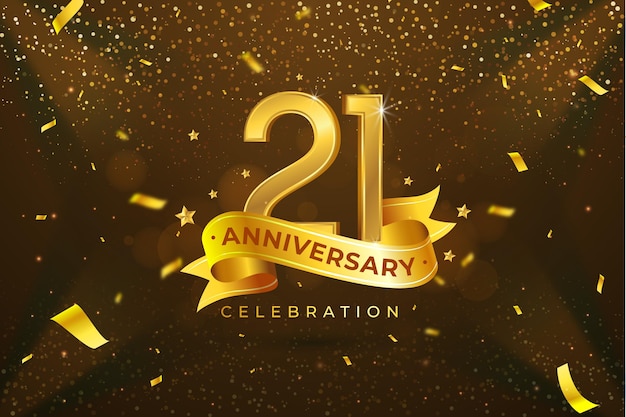 Golden elements in 21 anniversary background