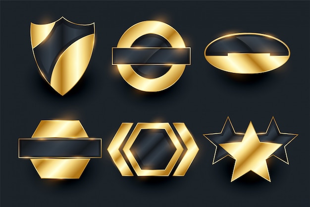 Golden empty badge labels elements collection design