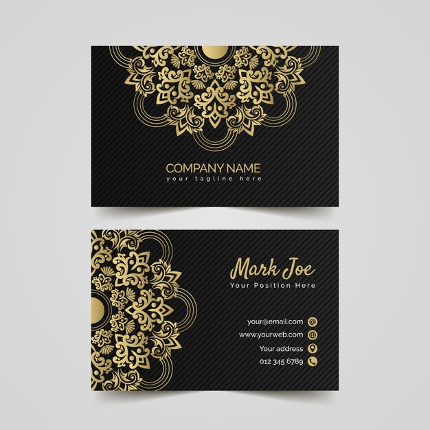 Golden floral business card template