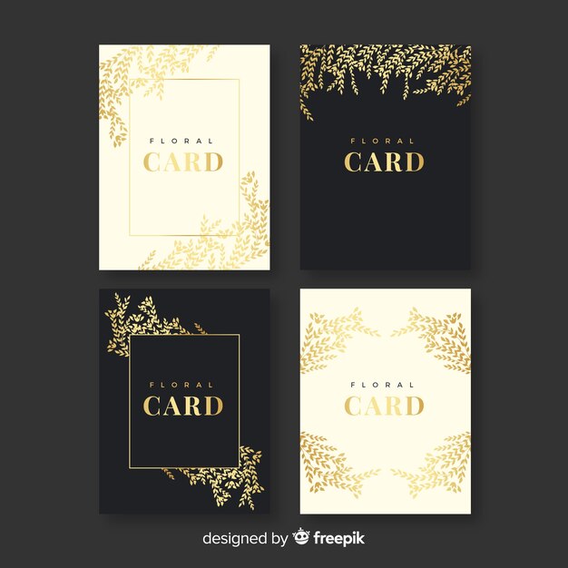 Golden floral cards collection