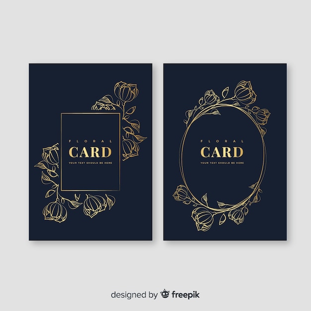 Golden floral cards collection