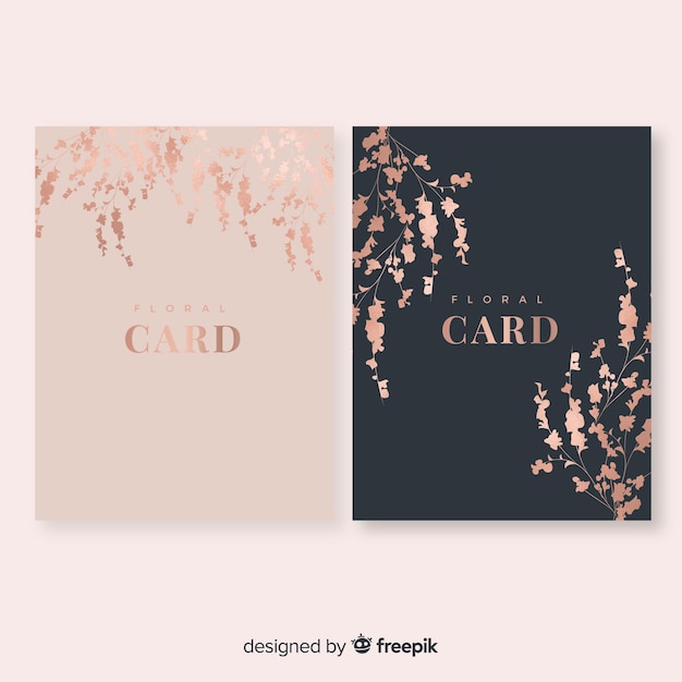 Golden floral cards collection