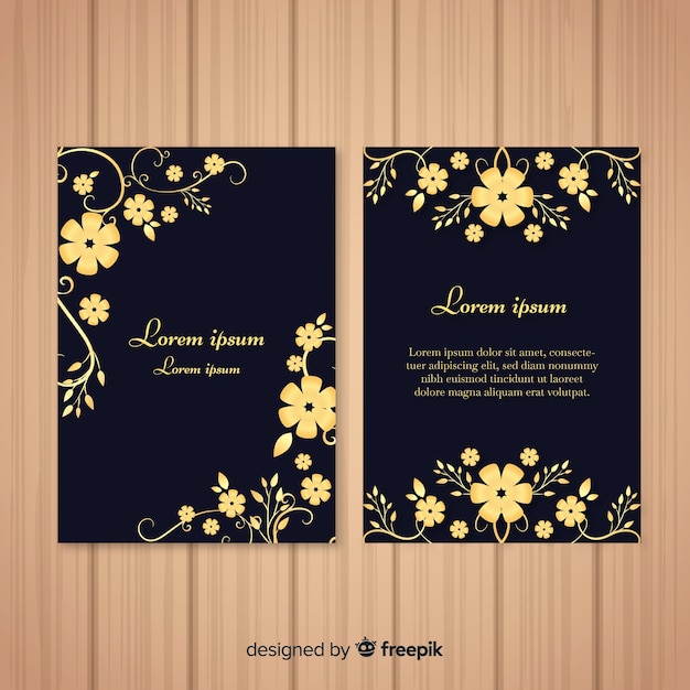 Golden floral cards collection