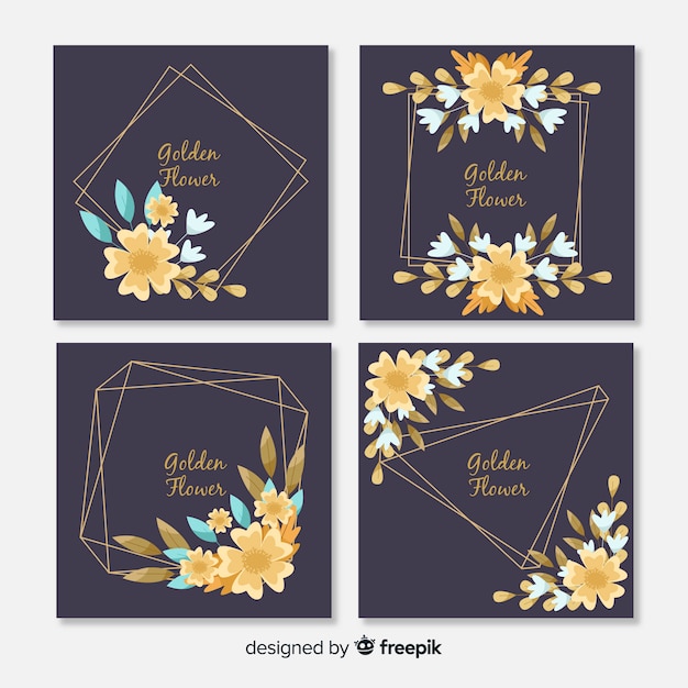 Golden floral cards collection