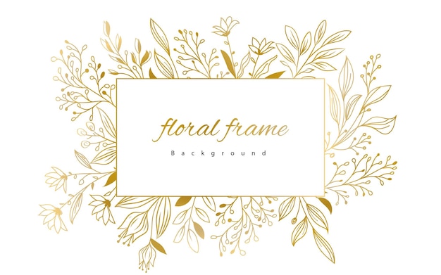 Free Vector golden floral plants frame