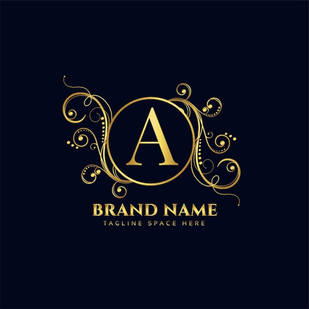 Golden floral style luxury logo concept design