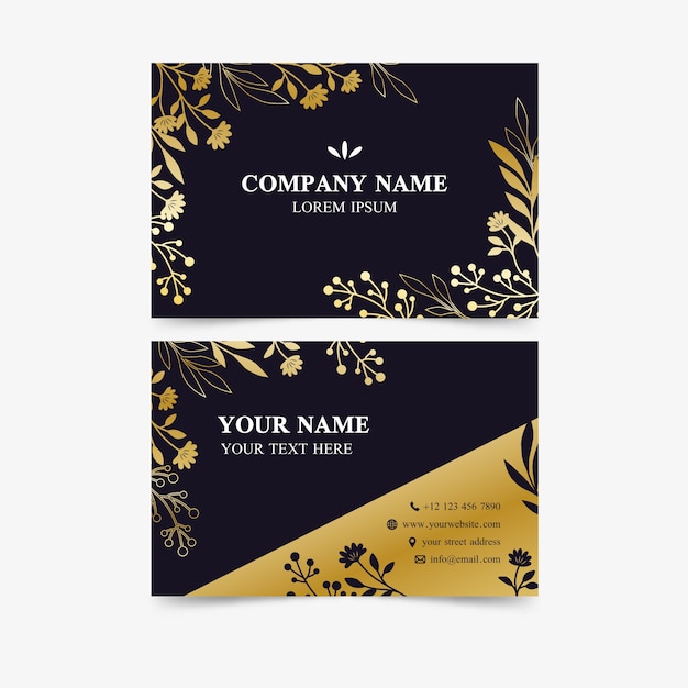 Golden floral template business card