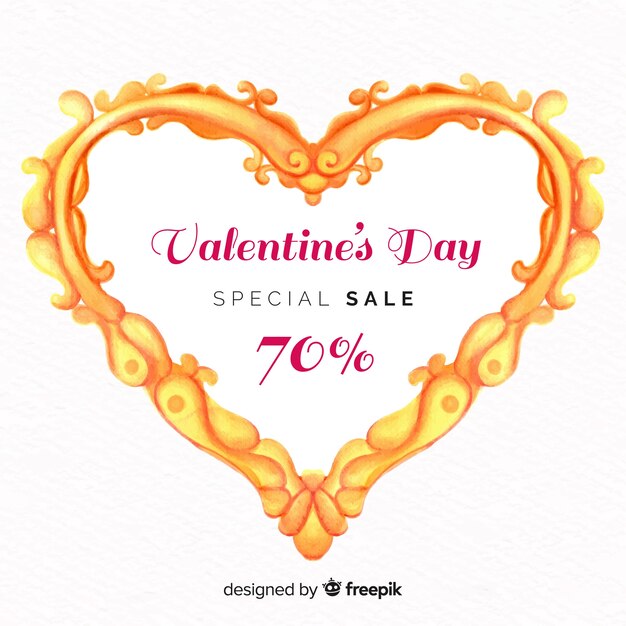 Golden frame heart valentine sale background