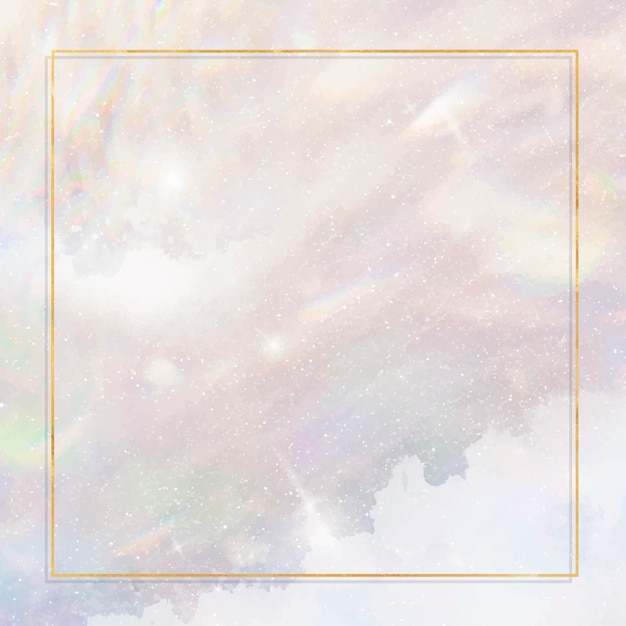 Golden frame on pastel glittery background