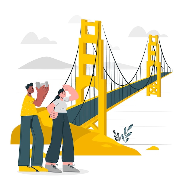 Free Vector golden gate bridge concept illustration