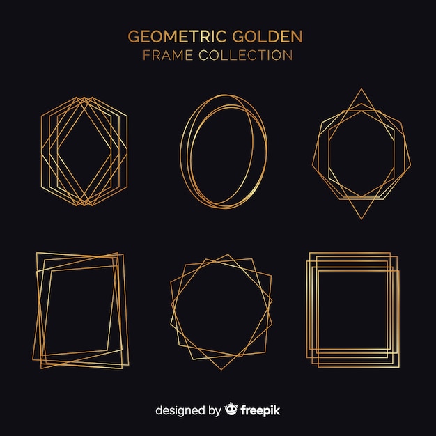 Free vector golden geometric frame pack