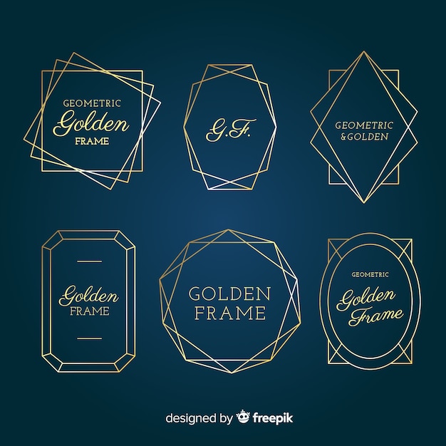 Free Vector golden geometric frames collection