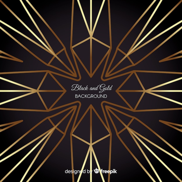 Golden geometric shapes background