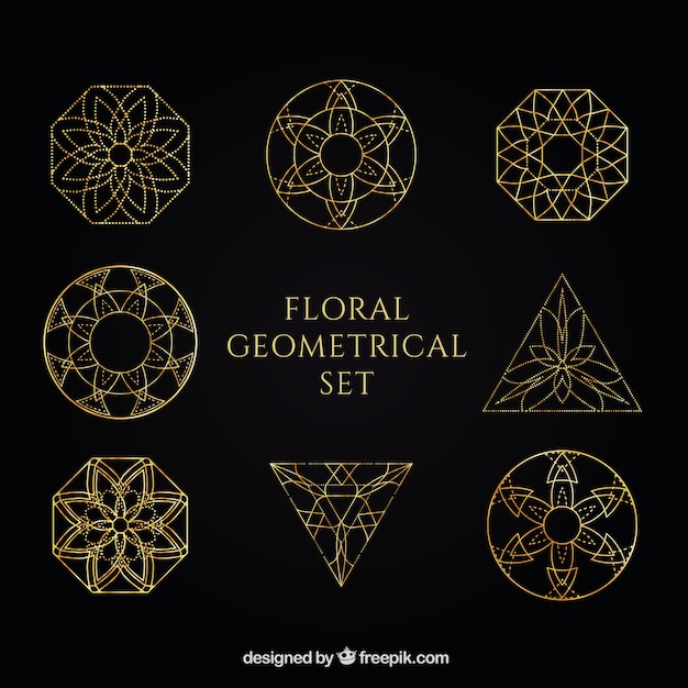 Golden geometrical ornaments pack