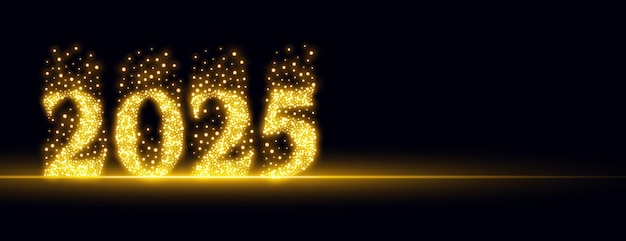 Free Vector golden glitter 2025 new year wallpaper with copy space