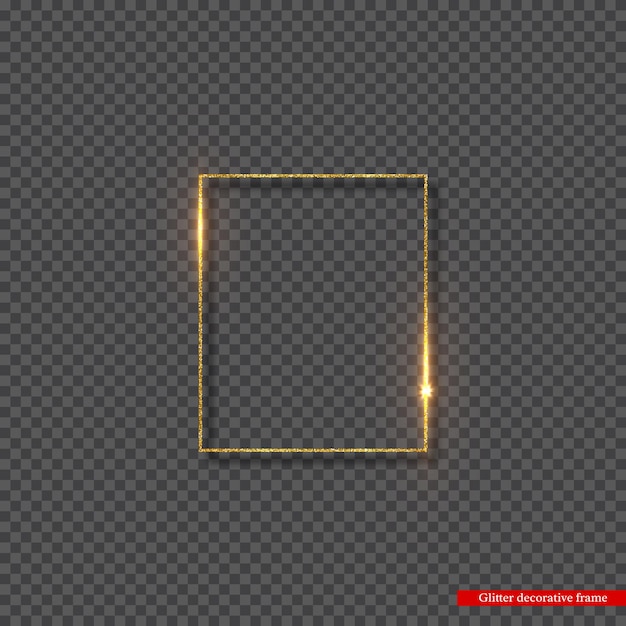 Free Vector golden glitter frame with glowing lights.