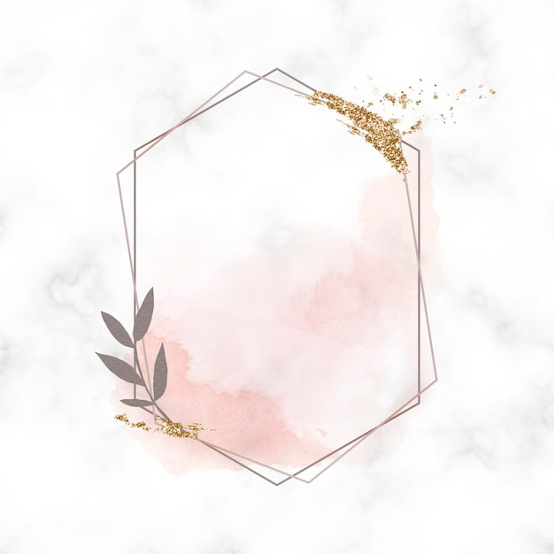 Golden glitter smudge on a hexagon frame vector