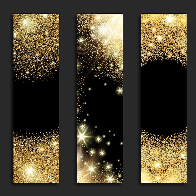 Golden glitter vertical banners