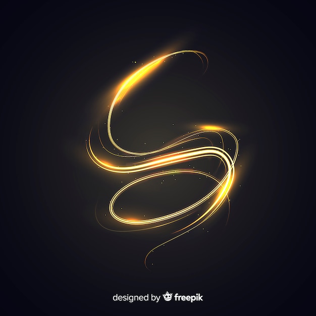 Free vector golden glowing spiral light line