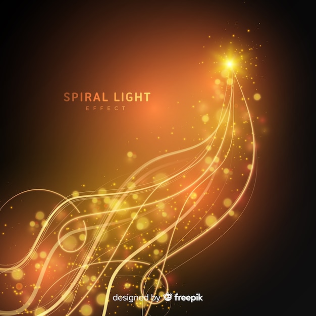 Golden glowing spiral light line