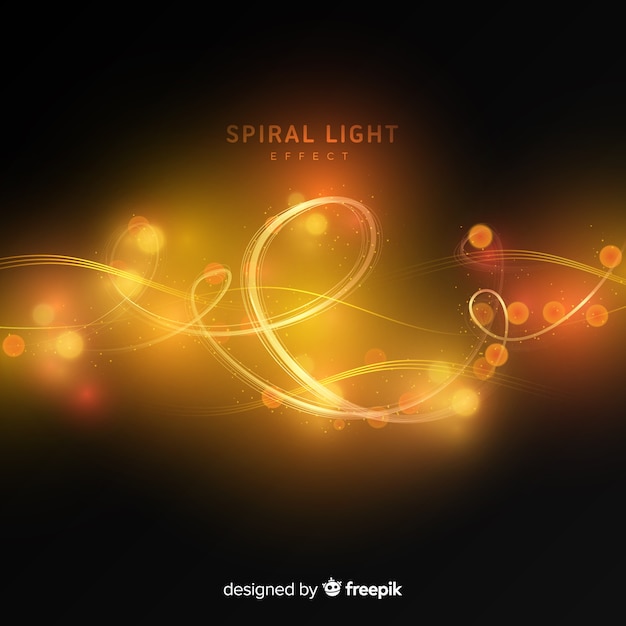 Golden glowing spiral light line