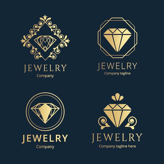 Free Vector golden gradient jewelry logo collection