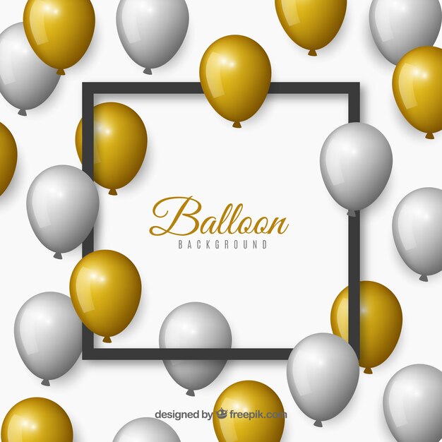 Golden and gray balloons background to celebrate