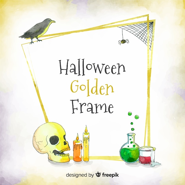 Golden halloween frame concept