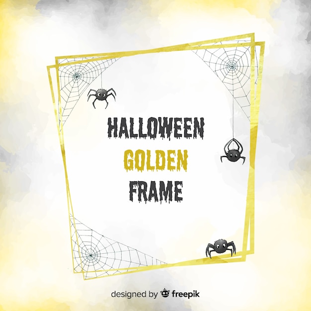 Golden halloween frame concept