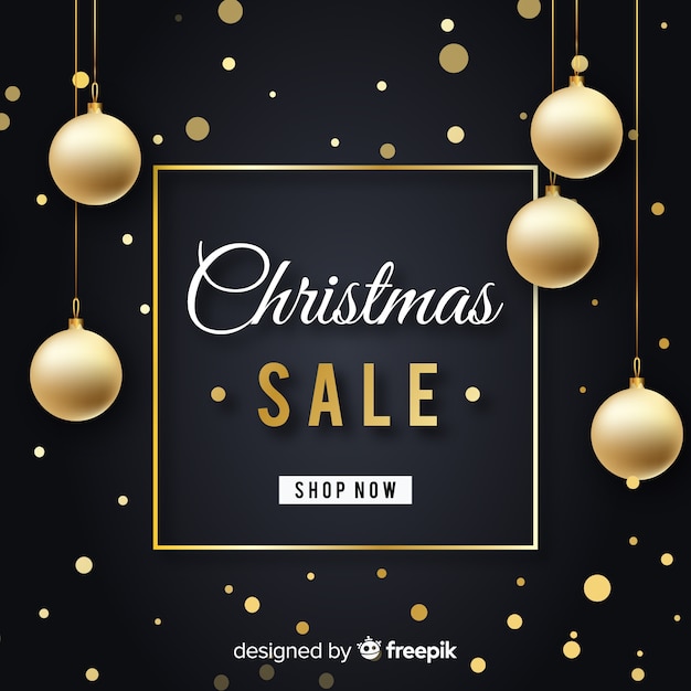 Golden hanging balls christmas sale background