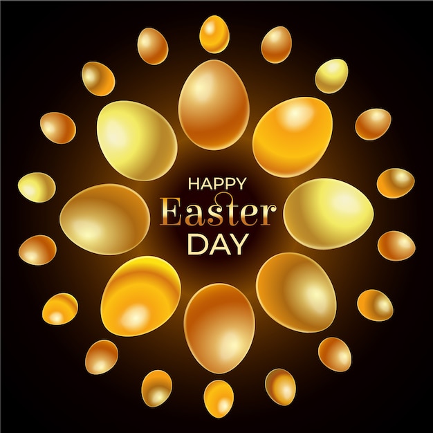 Free Vector golden happy easter day background