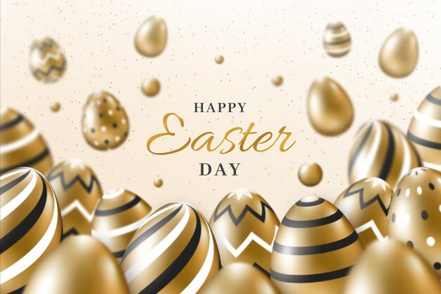 Golden happy easter day background