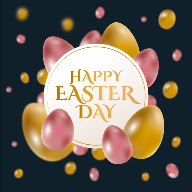 Free Vector golden happy easter day concept