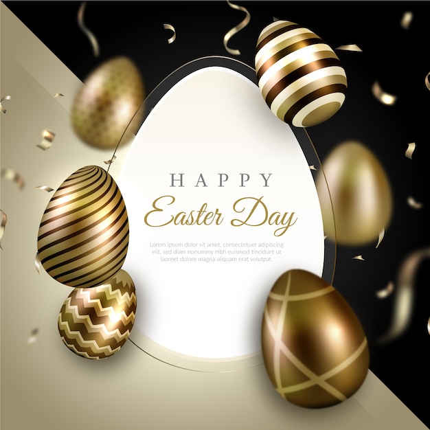 Golden happy easter day concept