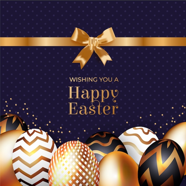 Free Vector golden happy easter day design