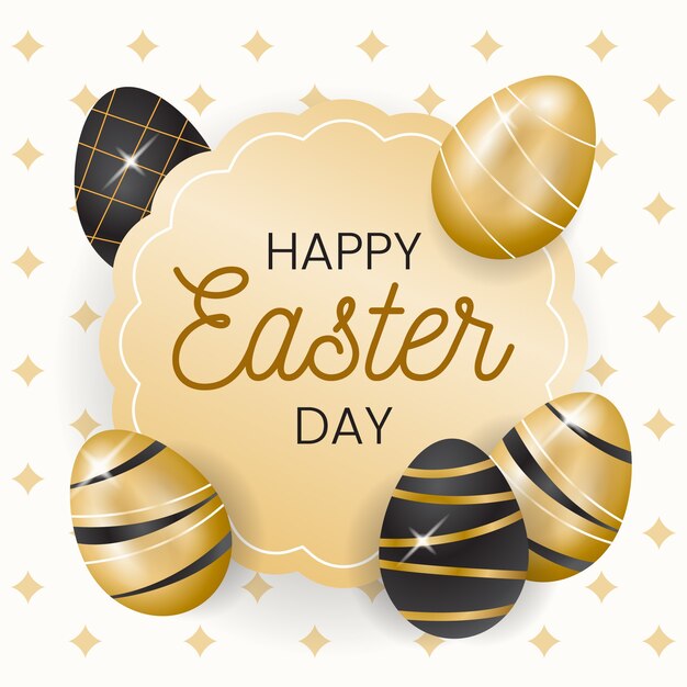 Free Vector golden happy easter day theme