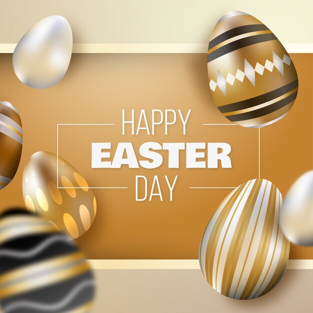 Golden happy easter day wallpaper