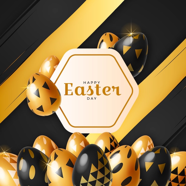 Golden happy easter day with luxury details