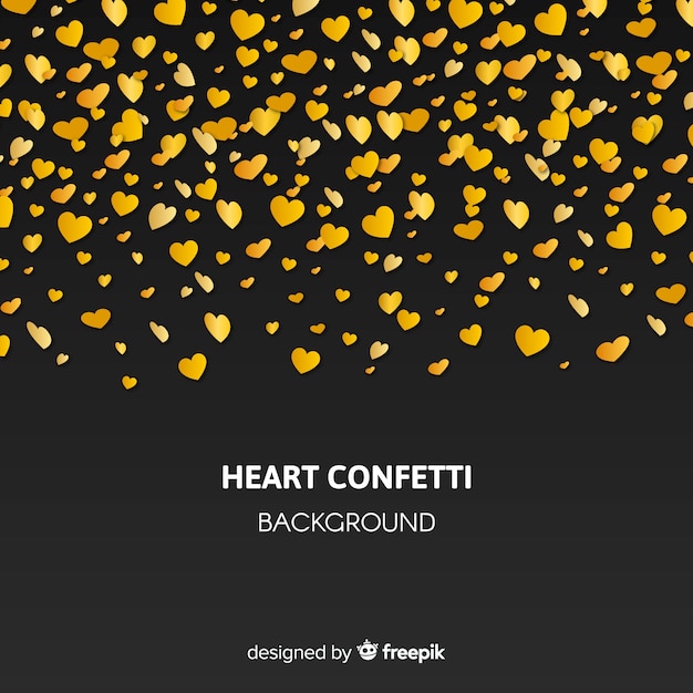 Golden heart confetti background