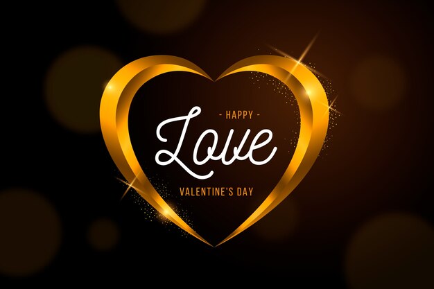 Golden heart shape valentine background